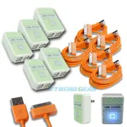 5X 4 USB PORT WALL ADAPTER+3FT CABLE POWER CHARGER ORANGE FOR IPHONE IPOD IPAD
