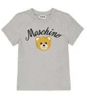 [Moschino Kids] Moschino Kids Embroidered cotton-blend jersey T-shirt Y 12 grey