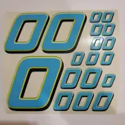 Blue w/Yellow/Black/Lime #0's Racing Numbers Vinyl Decal Sheet 1/10-1/12 slash