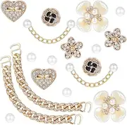 [Gjinxi] 20pcs Bling Shoe Charms for Women and Girls, Girly Golden Bling Shoe Charms for Clog, Bling Chain Shoes Accessories for Women Diamond Bling Chain Charms, Birthday Gifts Party Favors, One size,