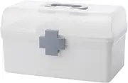 First Aid Box, 21.2x4.7x4.9 In Portable Empty Medicine Storage Box with Handle & Removable Tray, Dustproof Non-slip Family Medicine Storage for Office and Travel