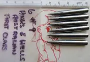 6 VINT HINKS & WELLS #9 AUSTRALIAN FIRST CLASS DIP PEN NIB+LETTERS+DRAW+MAGNA+