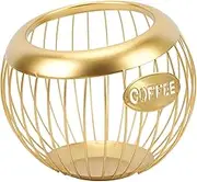Large Capacity Coffee Pod Holder Wire Basket – Metal Coffee Pods Storage Container for Coffee Counter – Space Saving Design for Up to 100 Coffee Capsules – Versatile for Tea Bags (Golden)