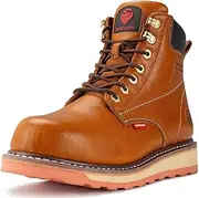 [SUREWAY] 6" Men's Heavy Duty Soft/Steel Toe Work Boots/Shoes for Men,Goodyear Welt Comfortable Durable Construction Boot,Superior Oil/Heat/Slip-Resistant,Thicker Leather