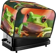 Tree Frog Toaster Cover 2 Slice Bread Machine Covers Waterproof Universal Size Kitchen Small Appliance Cover with Hang Loop, Dust and Fingerprint Protection