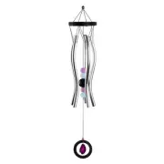 33" Long Wooden Top Geode Wind Chime Wavy Tube