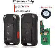 3/4 Buttons Keyless Go Smart Remote Folding Car Key Fob 315/433MHZ ID46 PCF7942