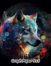 Abstract Wolf Graph Paper 5x5: 5 Squares per Inch Grid Paper | Gift For People Who Love Forest Animals, Wildlife Animal Lovers | For Back To School, Office, Work | 8.5 x 11 Inches | 111 Pages | v4