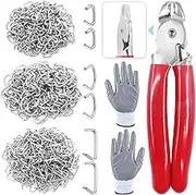 Glarks 362Pcs Hog Ring Pliers Kit with 360Pcs 1/2'' 3/4'' 3/8'' Steel Hog Rings and Anti-Cutting Gloves for Upholstery, Fencing, DIY Craft, Furniture and more