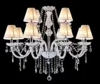 Crystal Chandelier White Chandelier with Lamp Shades Pendant Lamps 6 -12 lights