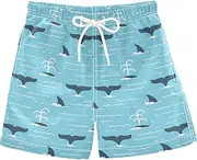 [visesunny] Boys Swim Trunks Toddler Swim Shorts Blue Whale Spray Little Boys Bathing Suit Swimsuit Toddler Boy Swimwear