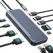 USB C Docking Station 3 HDMI Docking Station 3 Monitors12 in 1 Docking Statio...