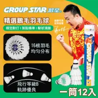 在飛比找momo購物網優惠-【GROUP STAR】群星精選鵝毛羽毛球1筒12入(羽球 