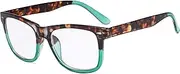 [Eyekepper] Readers Square Large Lenses Spring-Hinges Reading Glasses Women Tortoise/Green +2.00
