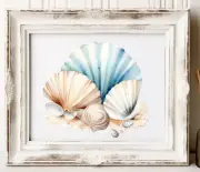 Nursery Decor Art Print, Seashells Print, Kids Room Nautical Wall Art Decor #79