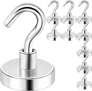 UnicornMAG Magnetic Hooks 100lbs, 10 Pack - Strong Magnetic Hooks for Hanging in Cruise Cabins, Fridges, Classrooms, Grills, and Kitchens