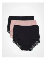 [Taking Shape] Cotton Lace Full Briefs 3 Pack in Multi