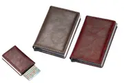 2pcs Slim Wallet with Money Clip RFID Blocking PU Leather Slots Credit Card Holder for Men-Coffee and Red
