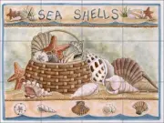 Seashell Mural Backsplash Ceramic Jensen Coastal Shell Art DJ003