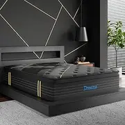 Dreamz Double Spring Mattress Bamboo Charcoal, Knitted Fabric Pocket Bed Sleep, HD Egg Crate Foam Euro Top Firm Coil Bedding Home, Breathable Top,Vacuum Packed, 35CM Thickness,15Yrs Warranty, Black