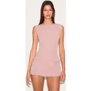 Mushroom Woven Pocket Detail Sleeveless Skort Playsuit, Mushroom