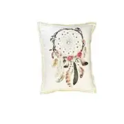 Dream Catcher Throw Pillow Gold Trim Removable Sham Feather Roses