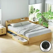 Artiss Bed Frame Queen Size with Charging Ports and 2 Drawers AURA
