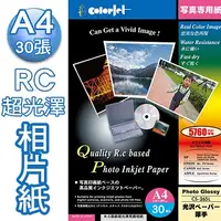 在飛比找PChome24h購物優惠-Color Jet 日本進口 優質RC超光澤相片紙 A4 2