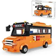 School Bus Toys For Kids Children's Building Blocks Bus Vehicles Model Kid's Creative Car Gift Construction PlaySet