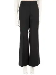 Black Wool Wide Leg Suit Trousers