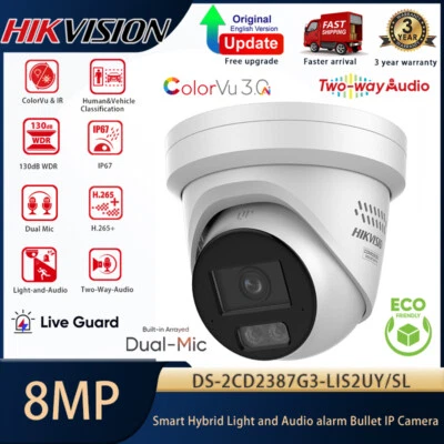 Hikvision 4K 8MP ColorVu 3.0 DS-2CD2387G3-LIS2UY/SL Dual Light Dual MIC Camera