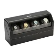 Diplomat Automatic Black Leather Quad Watch Winder Box Case