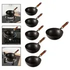 Small Wok Pan Chinese Wok Boiling Induction Cooker Wood Handle with Hanging Hook