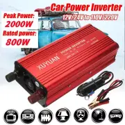 800W 2000W Car Power Inverter 12V 24V To 110V 220V AC USB Outlet Solar Converter