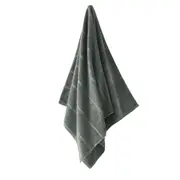 Linen House Velour Stripe Cotton Storm Soft Quick Dry Bath Towel 69x139cm Green