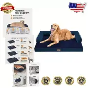 XL Orthopedic Washable Dog Bed - Navy Blue Memory Foam Pet Sofa for Large Breeds