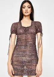 [Dolls Kill] Leopard Guenetta Mesh Dress