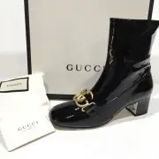 Gucci GG Patent Leather Ankle Boots -Black -US 6.5 -NEW