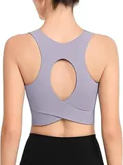 [Yvette] Elegant Backless Yoga Bra Women's Light Support Sports Bra with Wide Shoulder Straps – Comfort, Style & Secure Fit