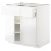 METOD / MAXIMERA base cabinet with drawer/2 doors, white/Voxtorp high-gloss/white, 80x60x80 cm