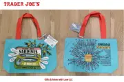 Trader Joe's NEW Sardine HEAVY COTTON REUSABLE GROCERY SHOPPING TOTE BAG