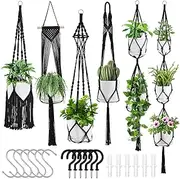 SFENNGPET Macrame Plant Hangers, 6Pack Hanging Planters for Indoor Plants w/ 6 Set Hangers Kit Handmade Macromay Plant Hangers Indoor Flower Pots Holder Stand for Boho Home Décor (POTS NOT Included)