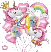 TZQFROCE Unicorn Balloons Birthday Decoration - 11pcs, Pink, White - Balloon Set - Unicorn Theme - Girls, Kids - Birthday Party Decoration