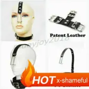 Nose hook with Leather Neck Collar Restraint Head Harness Slaver Costume