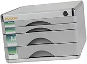 Oshhni File Cabinet Desktop Drawer Filing Cabinet Lockable Aluminum Alloy Easy to Use Business Practical Office Document Storage Box, with 4 Drawers