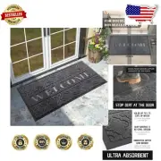 Sturdy Waterproof Entry Mat - Dark Grey 47x24 Heavy Duty Doormat for Any Weather