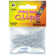Pepperell Stretch Band Bracelet Clips 50/Pkg-Clear STBCLIP1