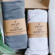 Joey + Joan Bassinet Fitted Sheets 19" x 32" for Cowiewie Bedside Sleeper Bas