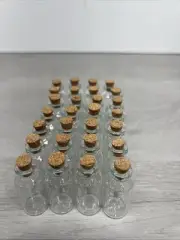 28pcs Mini Small Glass Bottles with Clear Cork Stopper Jars Tiny