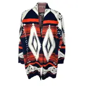 Anthropologie Oliver O Aztec Southwestern Shawl Collar Open Cardigan Large NWT